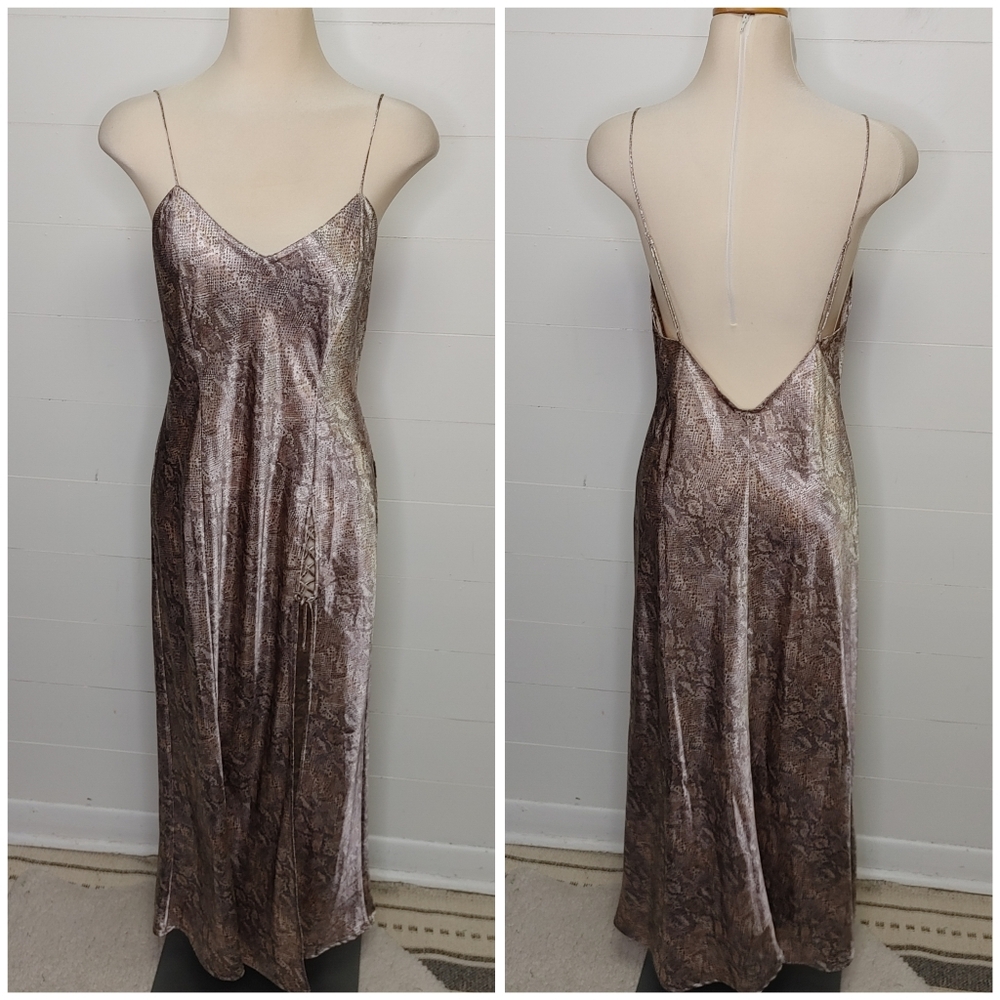 La Senza snakeskin printed satin maxi slip dress size M - Picture 2 of 11